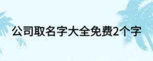 公司取名字大全免費(fèi)2個(gè)字