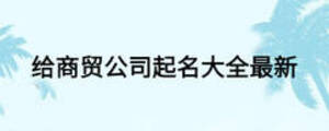 給商貿(mào)公司起名大全最新