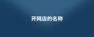 開網(wǎng)店的名稱