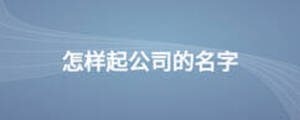 怎樣起公司的名字