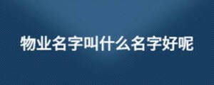 物業(yè)名字叫什么名字好呢