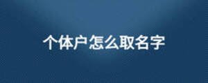 個(gè)體戶(hù)怎么取名字
