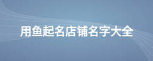 用魚起名店鋪名字大全