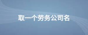 取一個(gè)勞務(wù)公司名