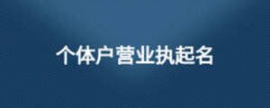 個(gè)體戶營(yíng)業(yè)執(zhí)起名