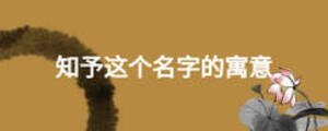 知予這個(gè)名字的寓意
