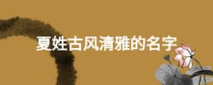 夏姓古風清雅的名字