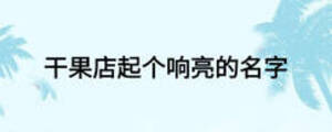 干果店起個響亮的名字