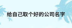 給自己取個好的公司名字
