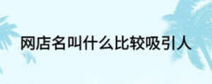 網(wǎng)店名叫什么比較吸引人