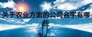 關于農業方面的公司名字有哪些