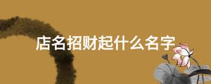 店名招財起什么名字