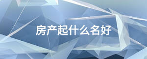 房產(chǎn)起什么名好