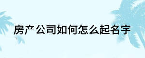 房產公司如何怎么起名字