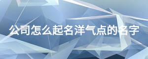 公司怎么起名洋氣點(diǎn)的名字