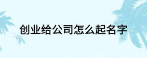 創(chuàng)業(yè)給公司怎么起名字