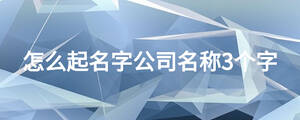 怎么起名字公司名稱3個(gè)字