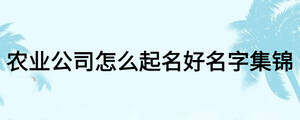 農業(yè)公司怎么起名好名字集錦