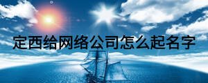 定西給網(wǎng)絡(luò)公司怎么起名字
