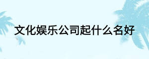 文化娛樂公司起什么名好
