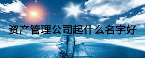 資產(chǎn)管理公司起什么名字好