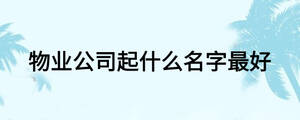 物業公司起什么名字最好