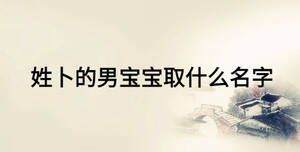 姓卜的男寶寶取什么名字