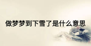 做夢(mèng)夢(mèng)到下雪了是什么意思