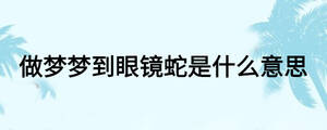 做夢夢到眼鏡蛇是什么意思