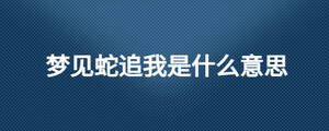夢(mèng)見蛇追我是什么意思