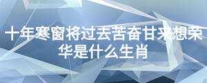 十年寒窗將過去苦奮甘來想榮華是什么生肖