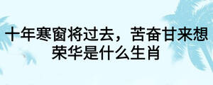 十年寒窗將過去，苦奮甘來想榮華是什么生肖