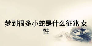 夢(mèng)到很多小蛇是什么征兆 女性
