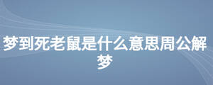 夢(mèng)到死老鼠是什么意思周公解夢(mèng)