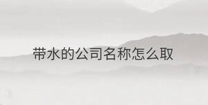 帶水的公司名稱怎么取