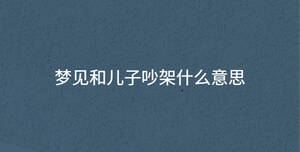 夢(mèng)見(jiàn)和兒子吵架什么意思